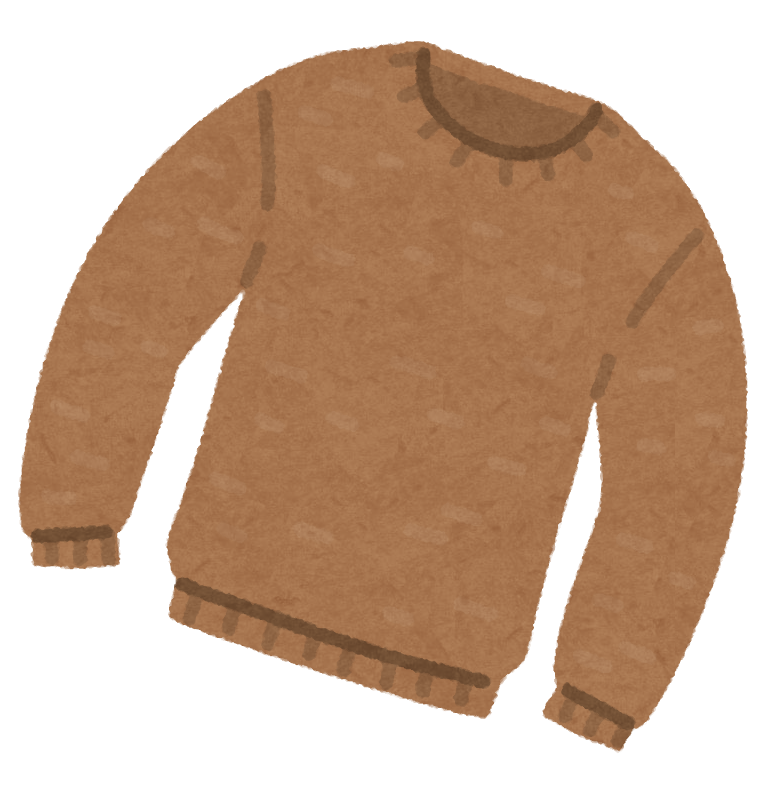 Uネックの茶色のセーター